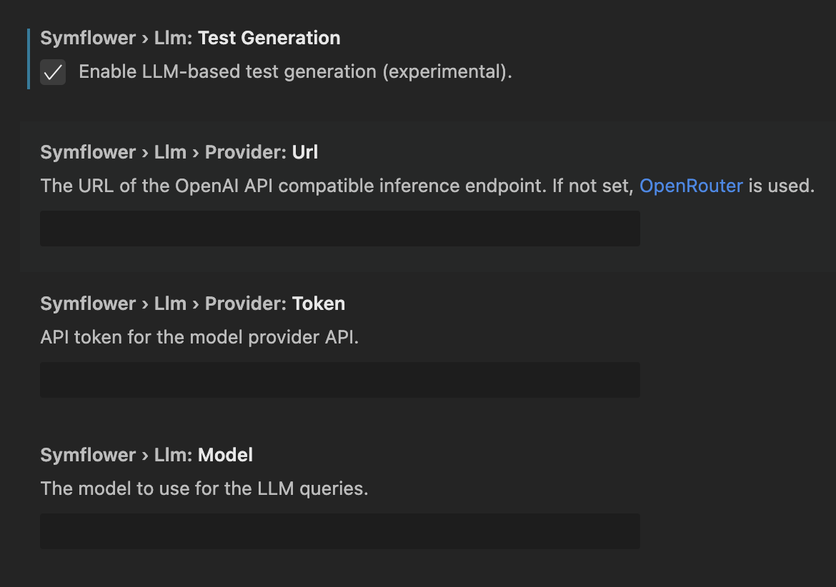 Enabling Test Generation via LLMs in Symflower&#39;s settings